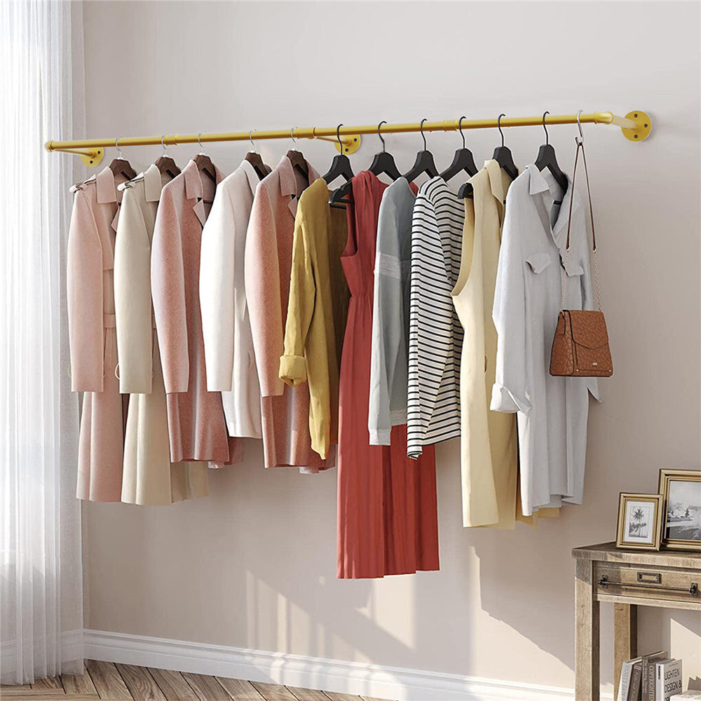 183cm Galvanized Carbon Steel Wall Mounted Clothes Rack - Gold