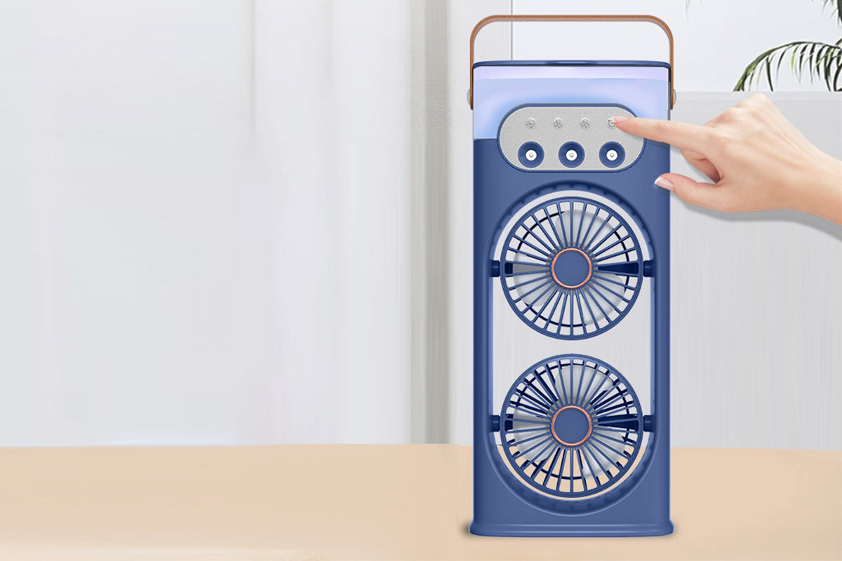 Tower Cooling Fans Standing Desk Fan with 3 Speeds and Light for Bedroom-Blue