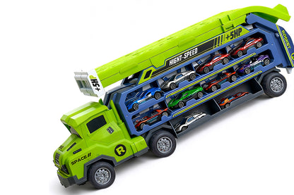Carrier Truck Transport Car Toys Foldable 3 Layer Car Race Track Toys-Orange