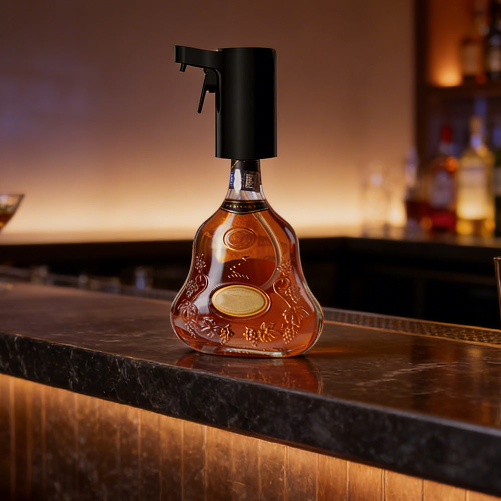 Smart Digital Wine Spirit Bottle Dispenser with Touch Screen-Black