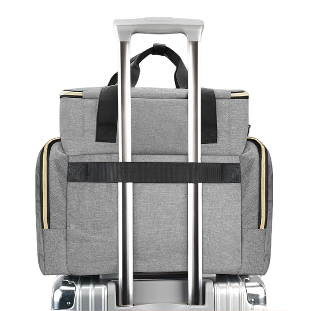 Double Layer Portable Nail Polish Organizer Bag with Removable Pouches-Grey