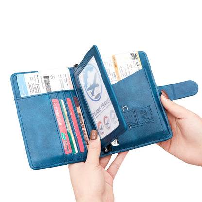 RFID Blocking Card Holder Travel Wallet for Women Men Peacock Blue