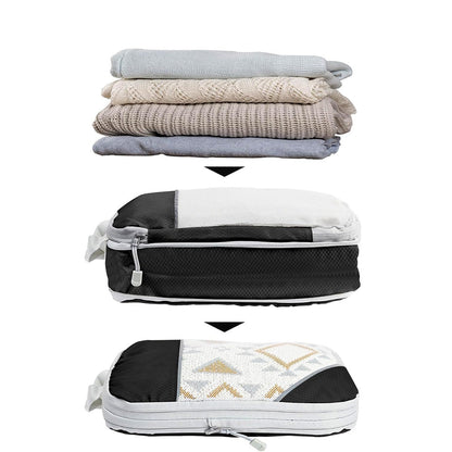 8 Set Compression Packing Cubes For Travel Essentials Expandable Luggage Storage Bags Set  with Laundry Black