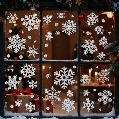 Christmas Window Clings ¨C Snowflakes Static Stickers in Gold and Silver for Holiday Decorations Style 2