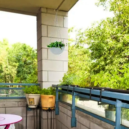 Set of 2Pcs Hanging Flower Pot Basket Garden Plant Hangers with Drainage Holes and Chain Blue