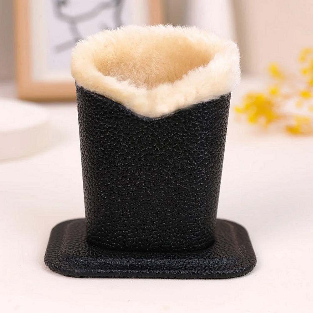 Soft Plush Lined Eyeglasses Desk Holder PU Leather Glasses Display Stand With Base-Black