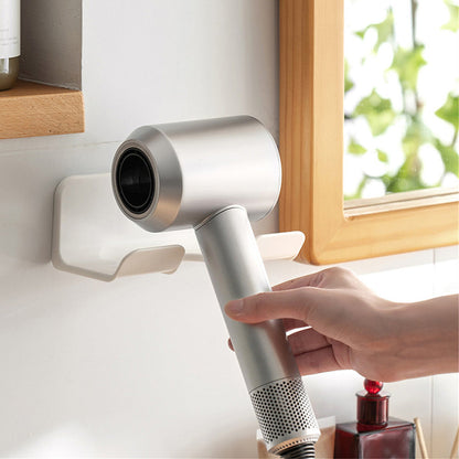 2PCS Wall Mounted Hair Dryer Holder with Cord Organizer Adhesive Blow Dryer Rack White