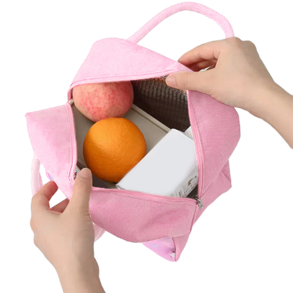 Kids Cute Insulated Lunch Bag 3D Cartoon Meal Tote Bag Pink