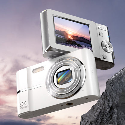 4K Digital Camera Autofocus 50MP HD 1080P Camera for Beginner Student with 32GB Memory Card Silver