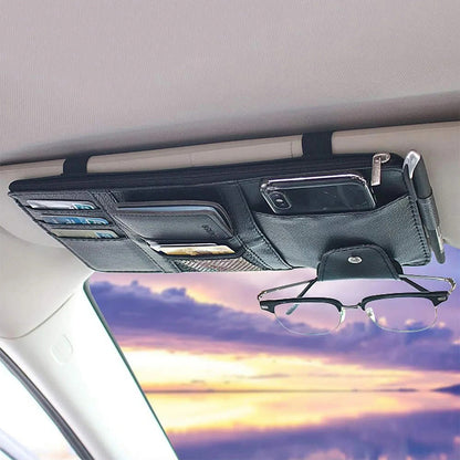 Car Sun Visor Organizer with License & Sunglasses Holder Black