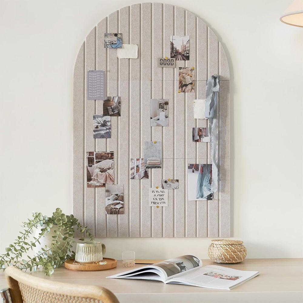 Large Arched Felt Bulletin Board with 30 Push Pins - Camel
