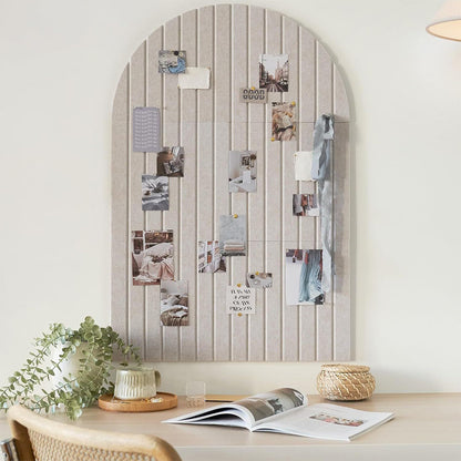 Large Arched Felt Bulletin Board with 30 Push Pins - Camel