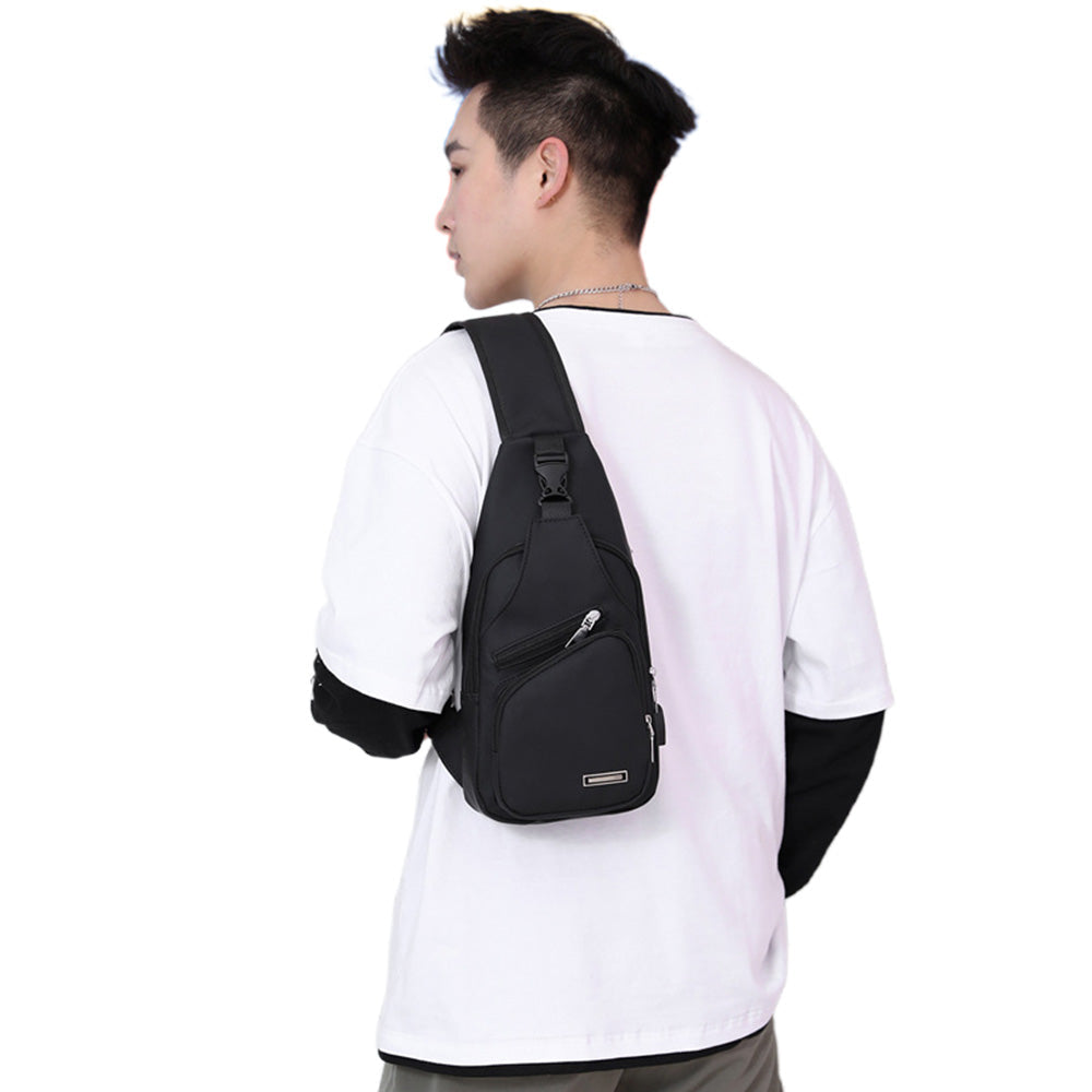 Men Chest Bag Shoulder Backpack Cross Body Satchel Travel Sling   Bag Black