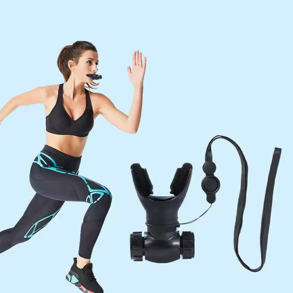 Portable Adjustable Breathing Trainer Lung Respirator Fitness Equipment Black