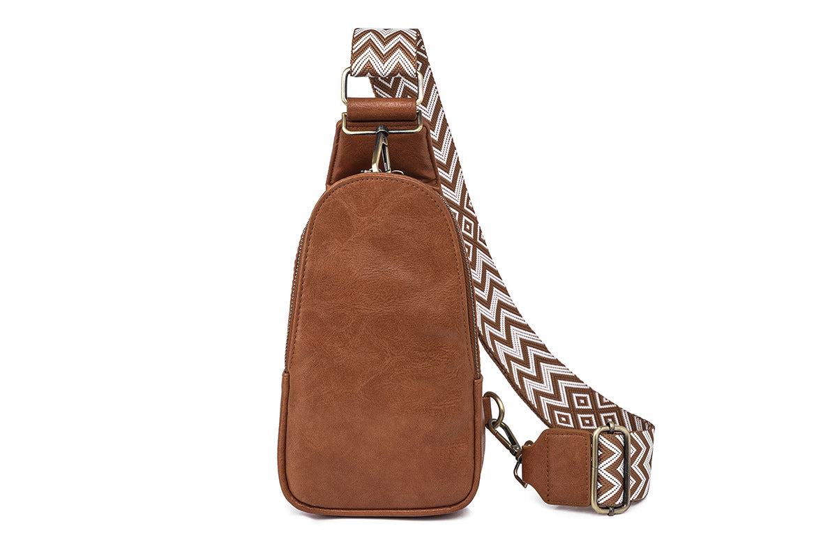 PU Leather Crossbody Sling Bag Multipurpose Chest Bag for Women-Brown
