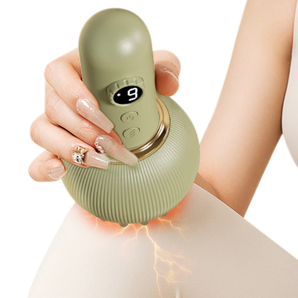 Electric Gua Sha Massager 9-Level Heat Cupping Massage Tool for Legs Arms Belly Body Green