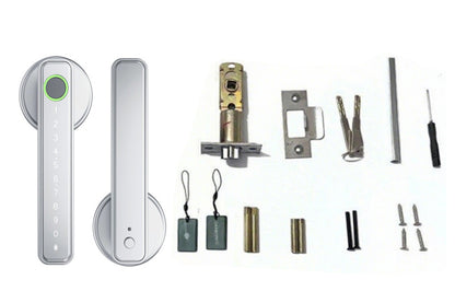 5 in 1 Smart Door Lock Fingerprint Door Knob with IC Cards and Backup Keys -Silver