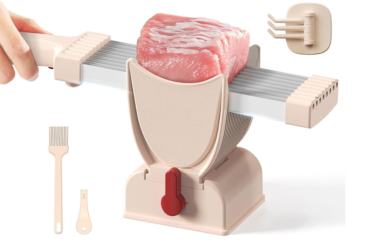 Manual Meat Slicer with Stainless Steel Blade for Beef Pork Mutton Hot Pot -Pink