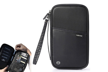Passport Holder RFID Block Passport Wallet Water Resistance Travel Document Organizer for Credit Cards-Black