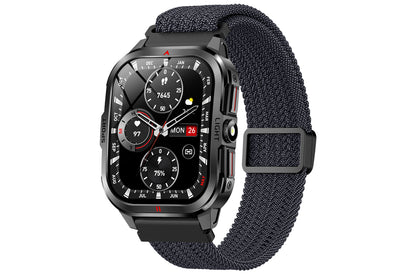 2.01inch Smartwatches with 100 Sports Modes Bluetooth Call Music Control for iPhone -Black nylon strap