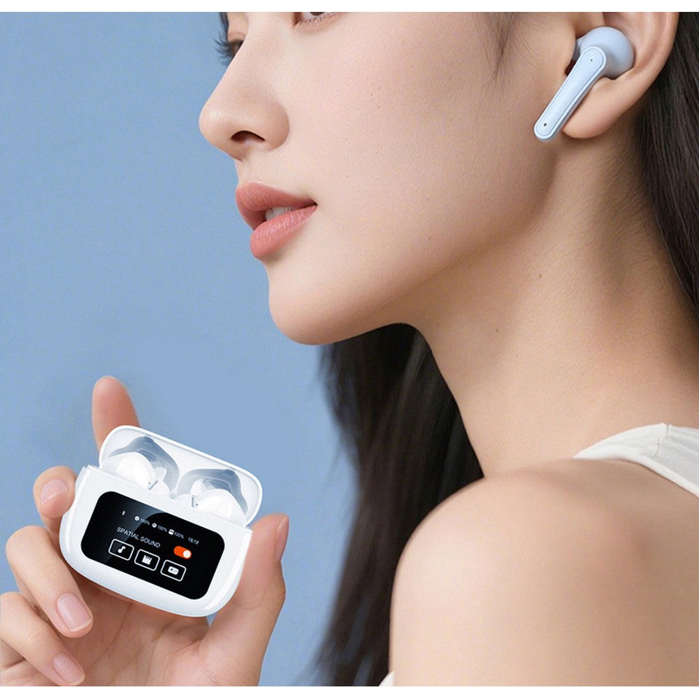 Wireless Earbuds Bluetooth Headphones with ANC Noise Cancelling and LED Display Case-White