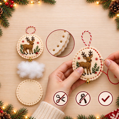 Christmas DIY Embroidery Felt Hanging Ornament Craft Kit For Adult  - Cup