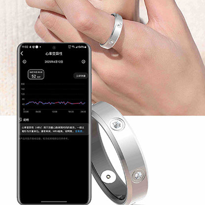 Stainless Steel Smart Ring with Charging Case-Silver