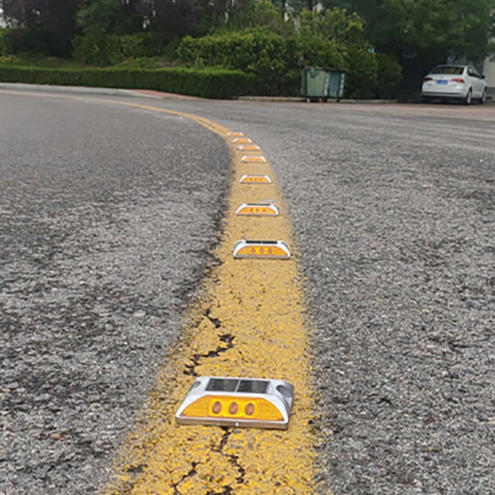 2 Piece Solar Deck Lights for Roadway Driveway - Yellow
