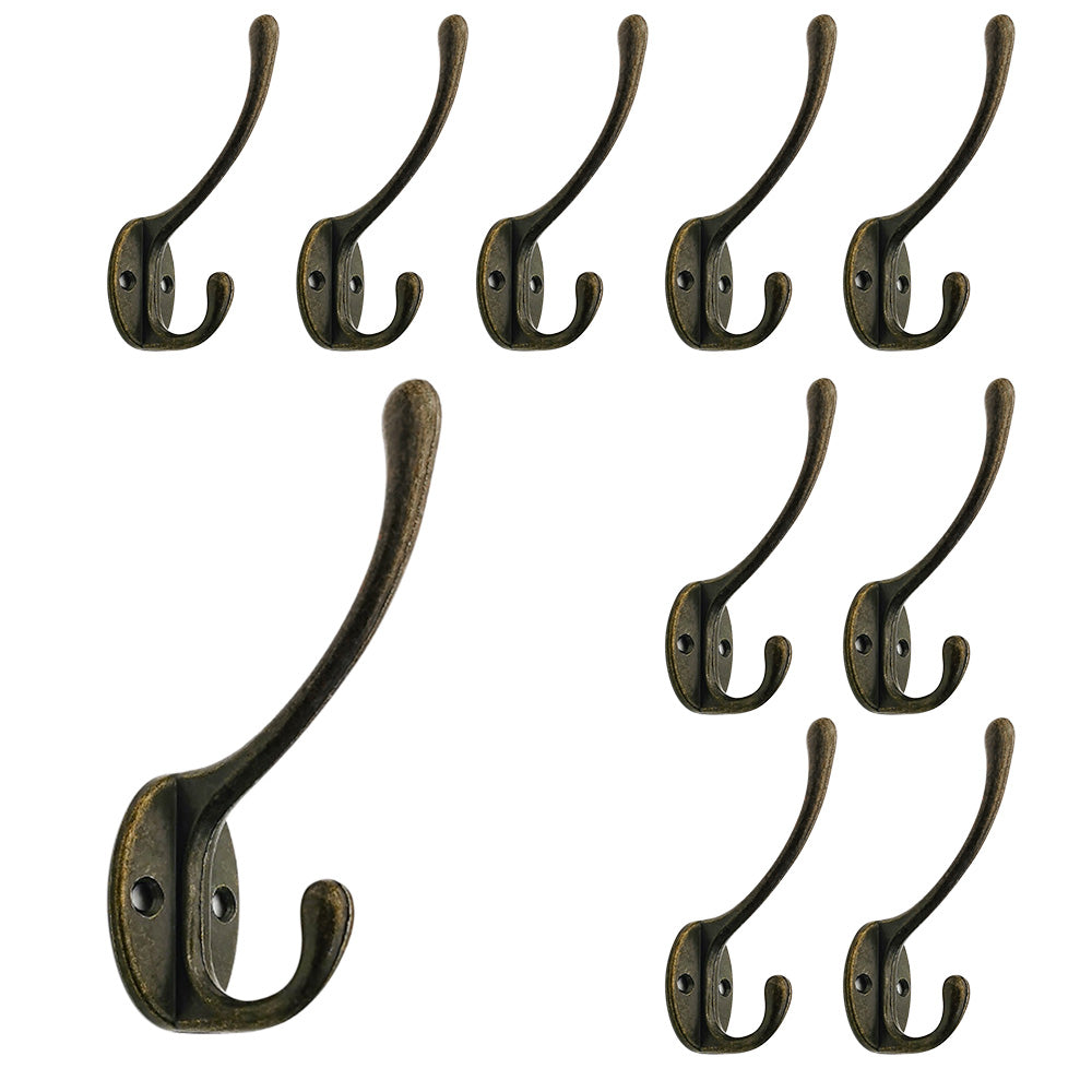 10Pcs Coat Hooks Wall Hooks Mounted Farmhouse Coat Hangers for Bags Caps Keys-Bronze