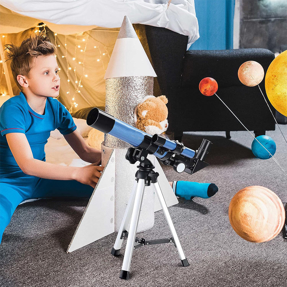 32X Magnification Astronomical Telescope Portable GPS Syncs Telescope with Tripod for Little Astronomy Beginners Blue