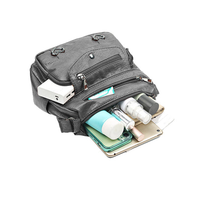 Crossbody Bag for Women Leather Messager Bag Large Capacity Shoulder Bag Gray