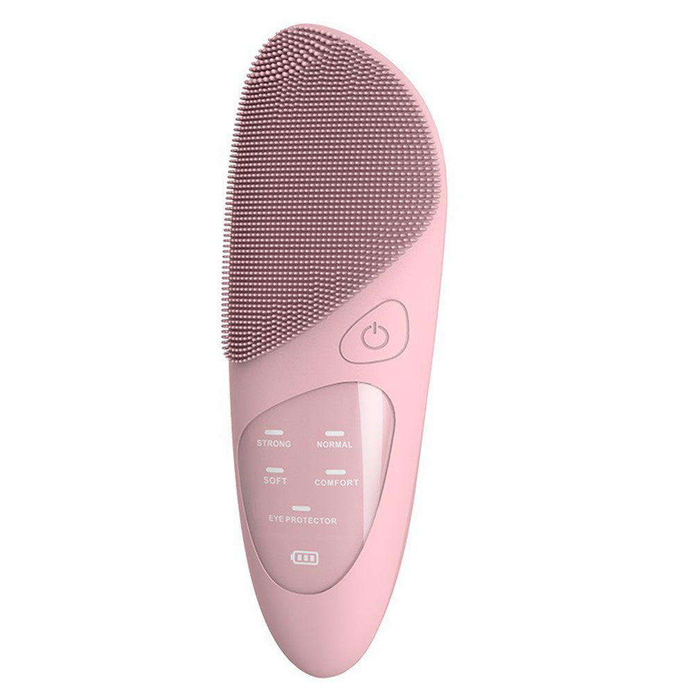 Electric  Facial Cleansing Brush Silicone Face Scrubber for Cleaning Exfoliating Massaging Pink