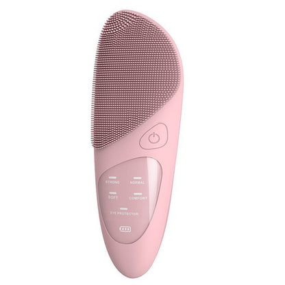 Electric  Facial Cleansing Brush Silicone Face Scrubber for Cleaning Exfoliating Massaging Pink