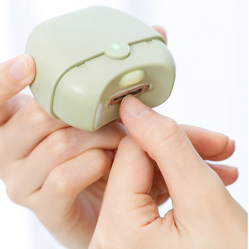 Electric Nail Clipper with LED Light - Green