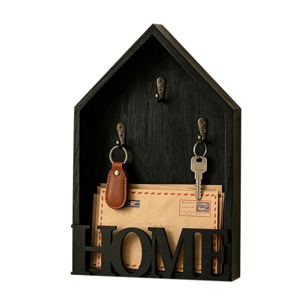 Vintage Key Holder Wall Mount with 3 Hooks Key Rack - Black