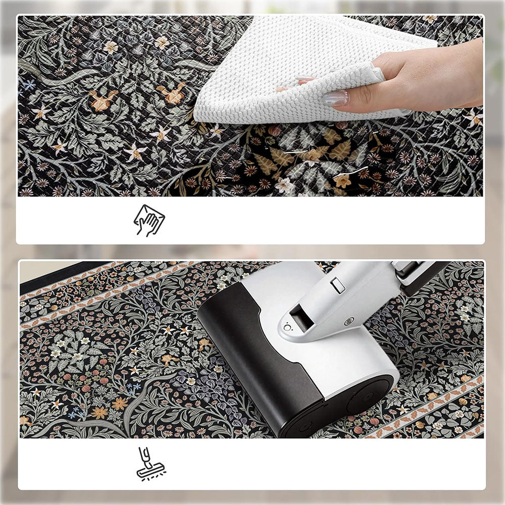 2 Piece Diatomite Kitchen Floor Mat Set - Black