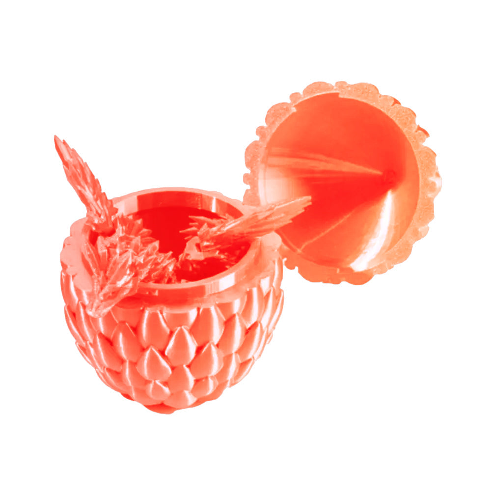 3D Printed Dragon Egg Decoration with Dragon Chinese Style Ornament Orange