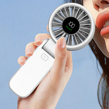 Portable Handheld Fan with 100 Speed Settings and USB Charging for Travel-White