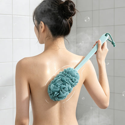 2Piece Long Handle Shower Bath Brush Set -Beige and Blue