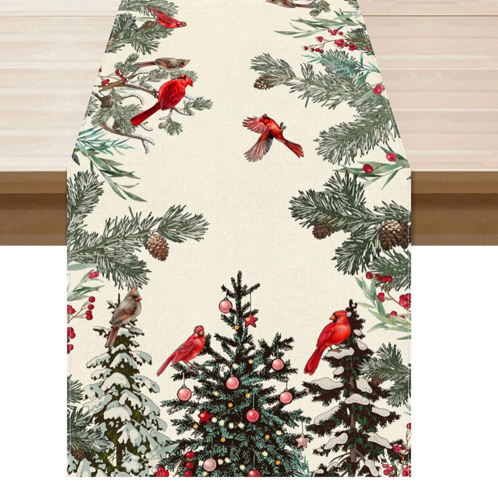 Linen Christmas Table Runner Long Farmhouse Holiday Table Decor for Kitchen Home Style 2