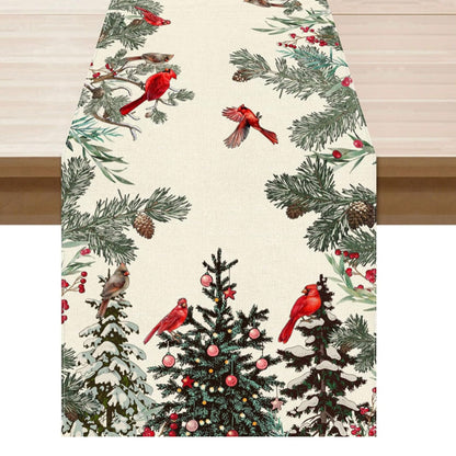 Linen Christmas Table Runner Long Farmhouse Holiday Table Decor for Kitchen Home Style 2