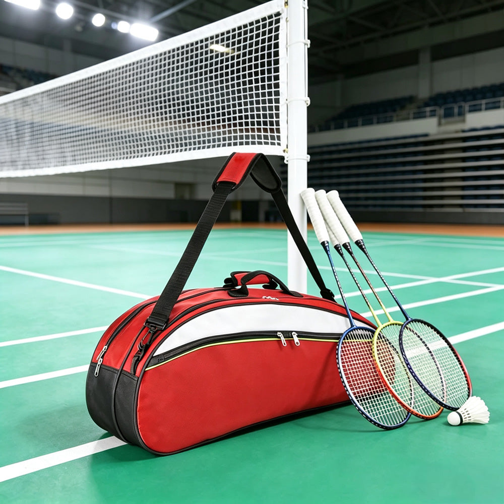 Badminton Bag for 4 to 6 Rackets with Shoe Compartment  - Red