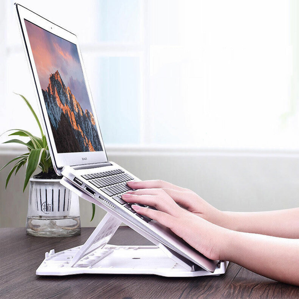 2 in 1 Adjustable Laptop Stand with Phone Holder Foldable Cooling Computer Stand White