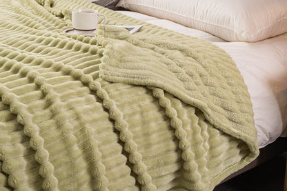 Super Soft Warm Flannel Plush Blankets Throws For Couch Sofa Bed-Green