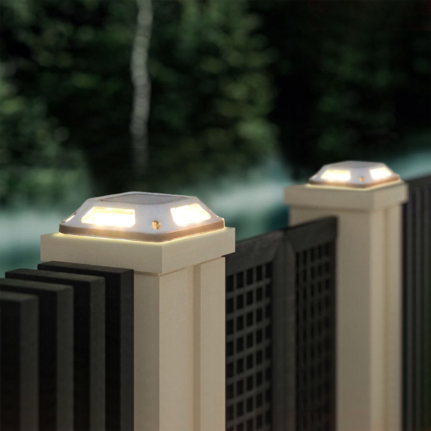 4Pcs 8LED Solar Powered Deck Lights Garden Path Wall Lamp -Warm White