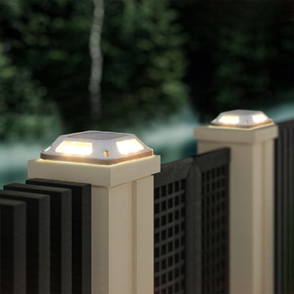4Pcs 8LED Solar Powered Deck Lights Garden Path Wall Lamp -Warm White