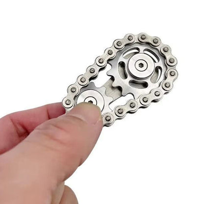 Bike Chain Fidget Toy Metal Spinner Stress Relief Focus Aid Silver