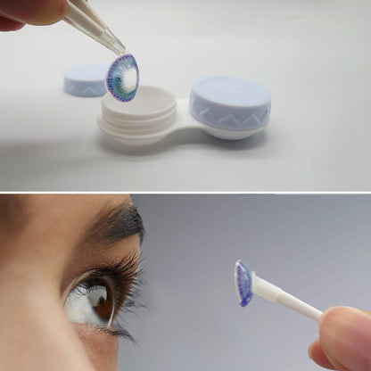 Contact Lens Case and Washer Set Travel Size Contact Lenses Cleaning Storage Tool Kit Blue