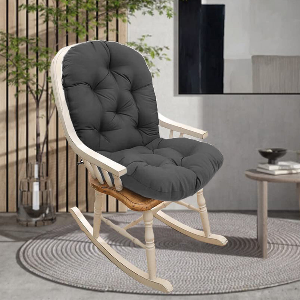 Solid Color Seat Cushion for Swivel Rocker Chair for Home Garden High Back Hammock Dark Grey