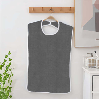 2pcs Washable Bibs for Elderly Microfiber Bib for Eating Cooking Gray